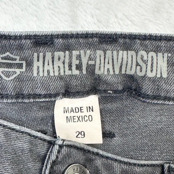 Harley-Davidson Jeans Womens 29 W Faded Black High Rise Straight Leg Motorcycle - Picture 3 of 11